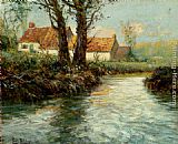 Fritz Thaulow House By The Water's Edge painting